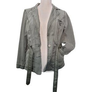 Women's Olive jacket blazer button front with belt Size 6